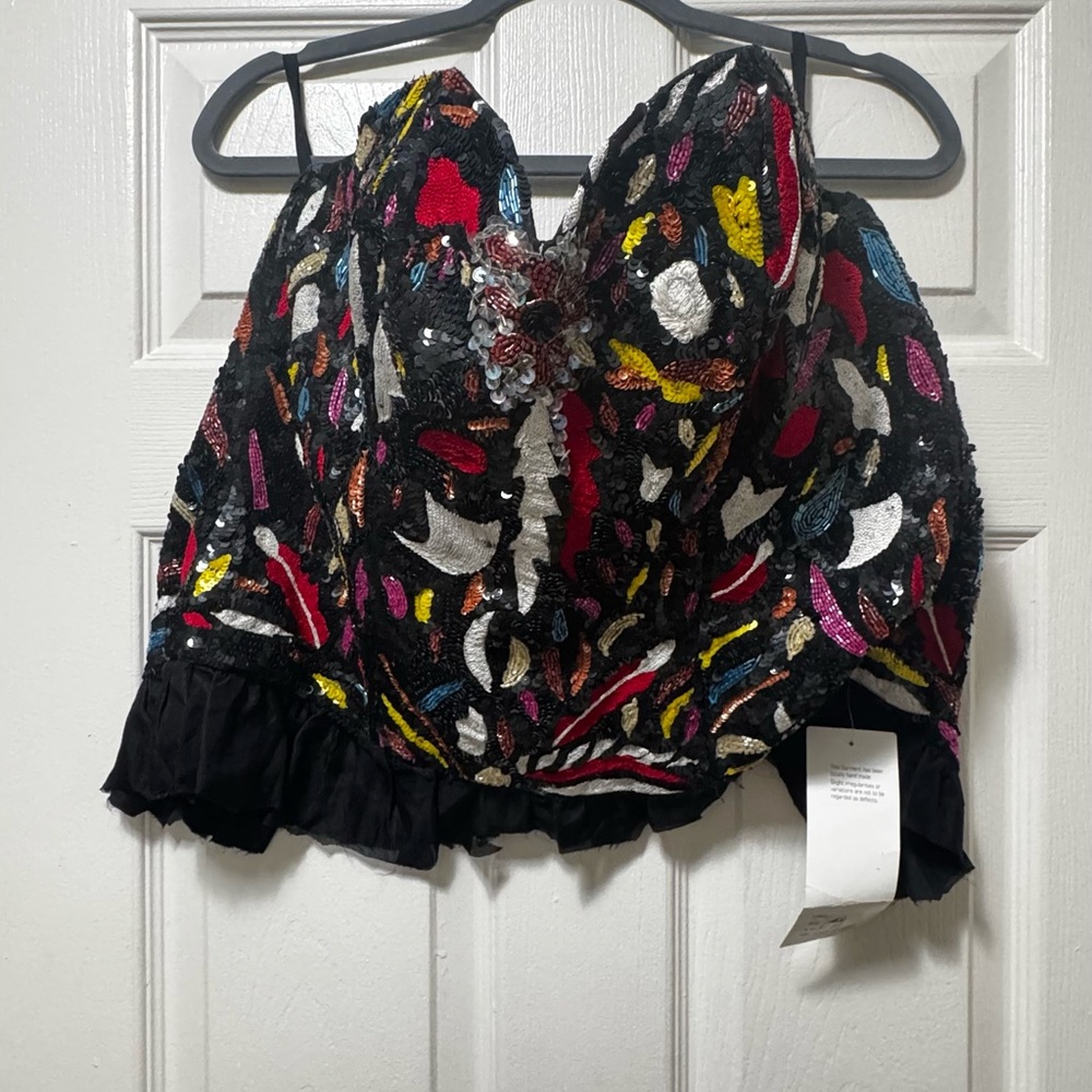 NWT Colorful Patterned Women's Corset Top - Picture 6 of 12
